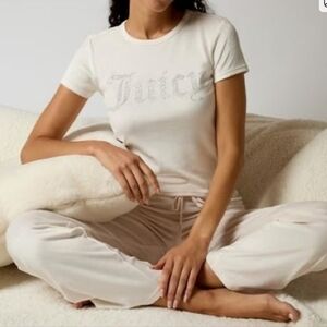 New JUICY COUTURE  White Velour Pajama Set Size Medium